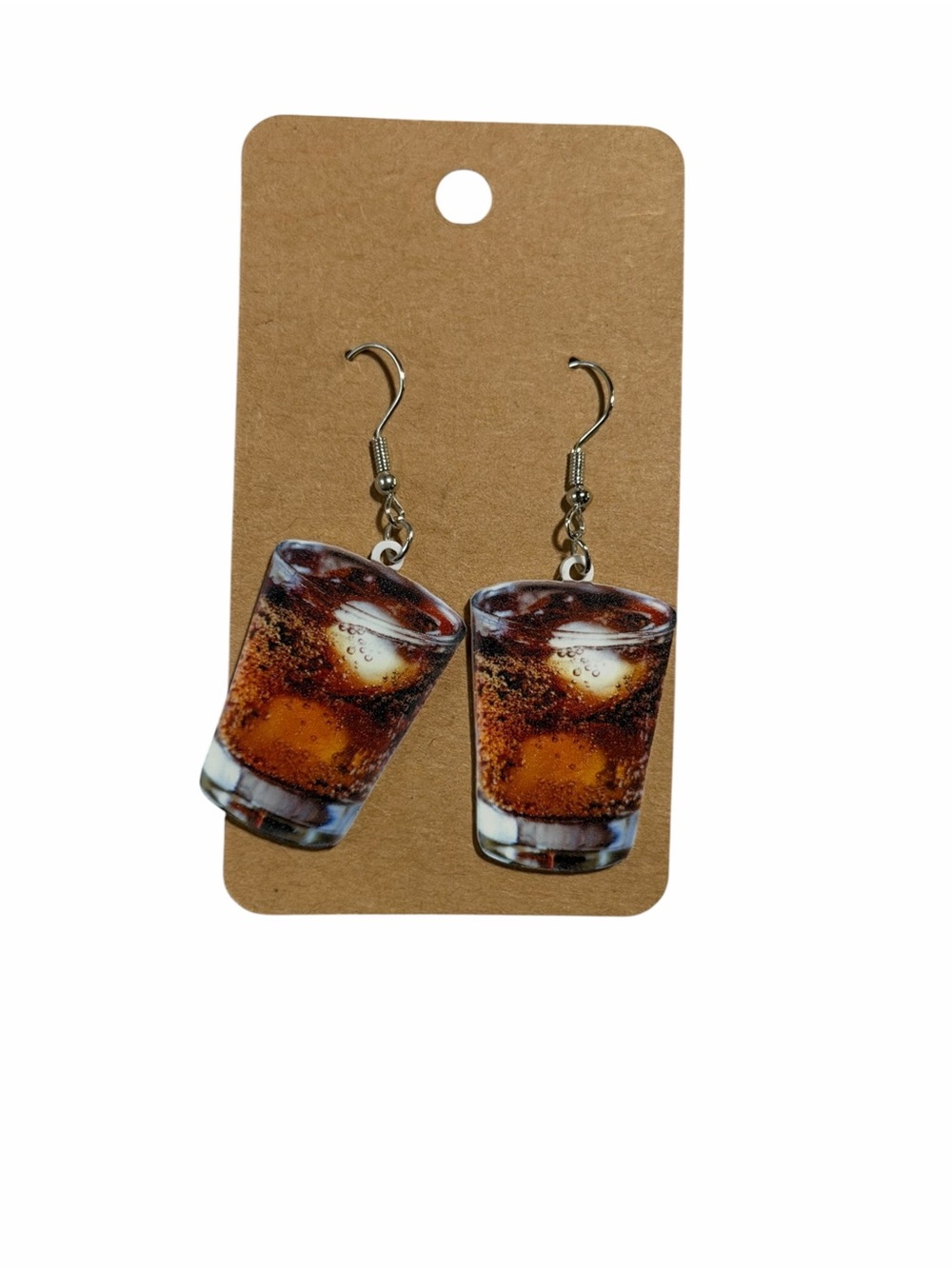 Novelty Brown Soda Shot Glass Dangle Earrings - Unbranded